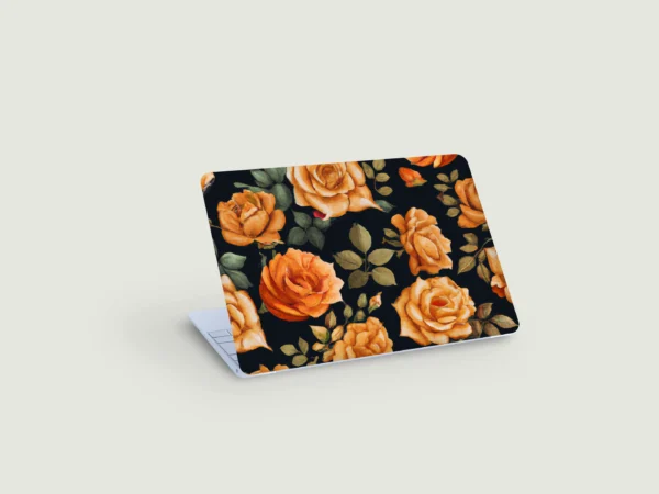 Laptop dekal med motiv av orangea blommor